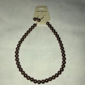 Beaded Mocha Necklace and Earrings set